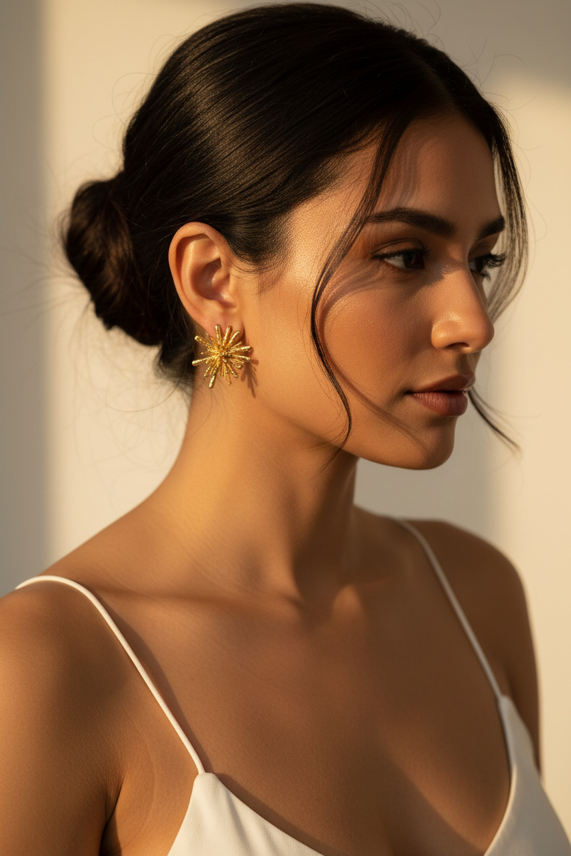 F3355572-4F19-45B9-9439-528464F3F376 Σκουλαρίκια σχήμα Ήλιος - Image 1