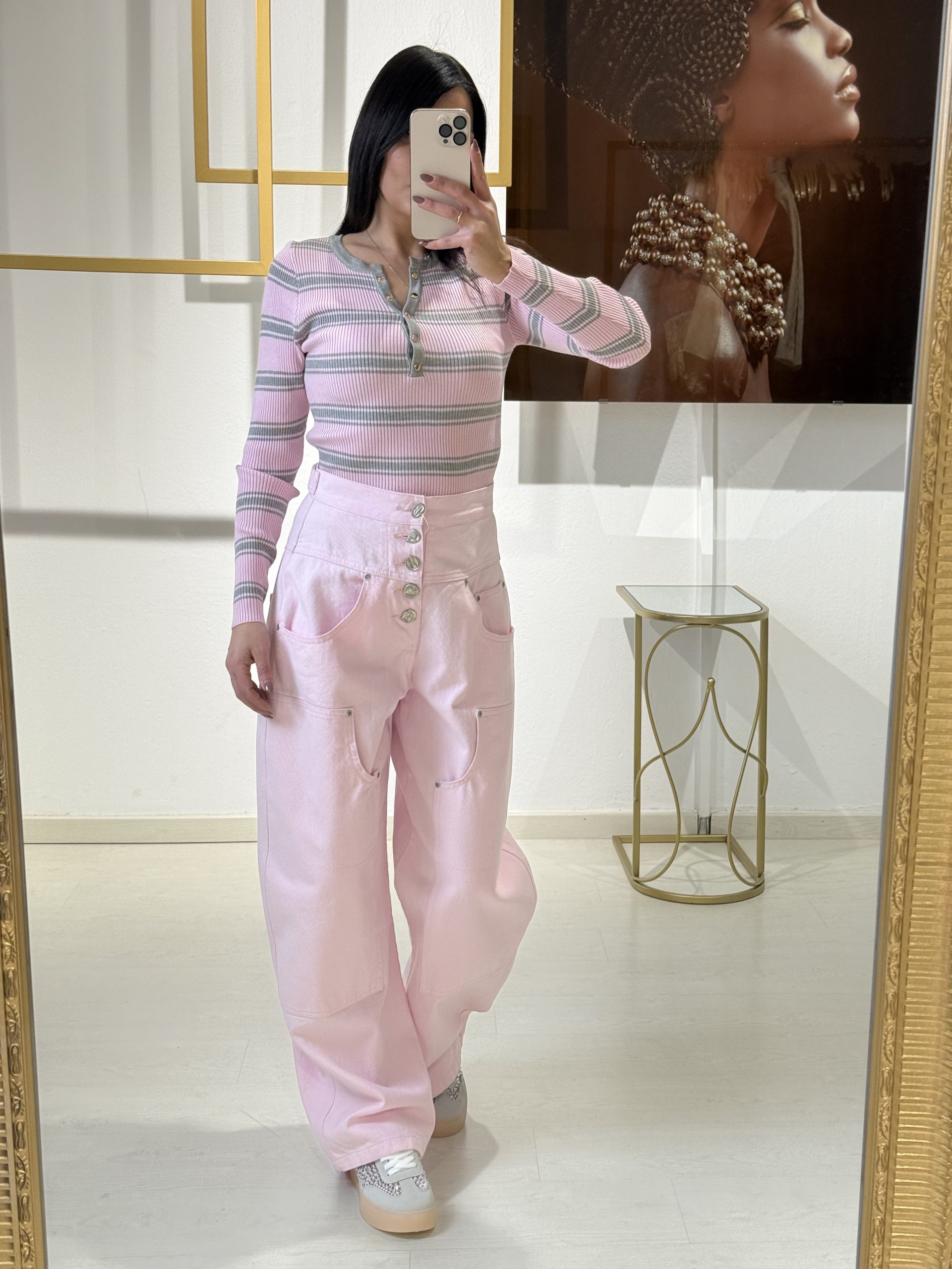 IMG_3045 Ρόζ Barrel Τζιν Παντελόνι - Image 1